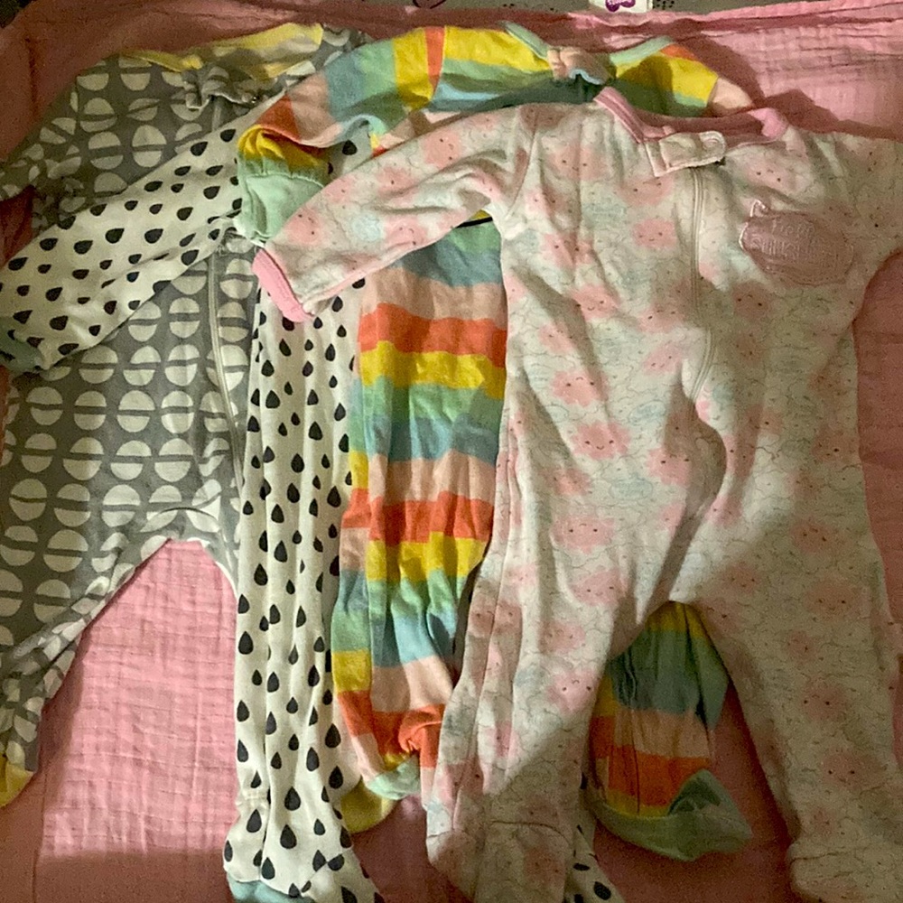 4 pack multi colored onesies. 0-3 months